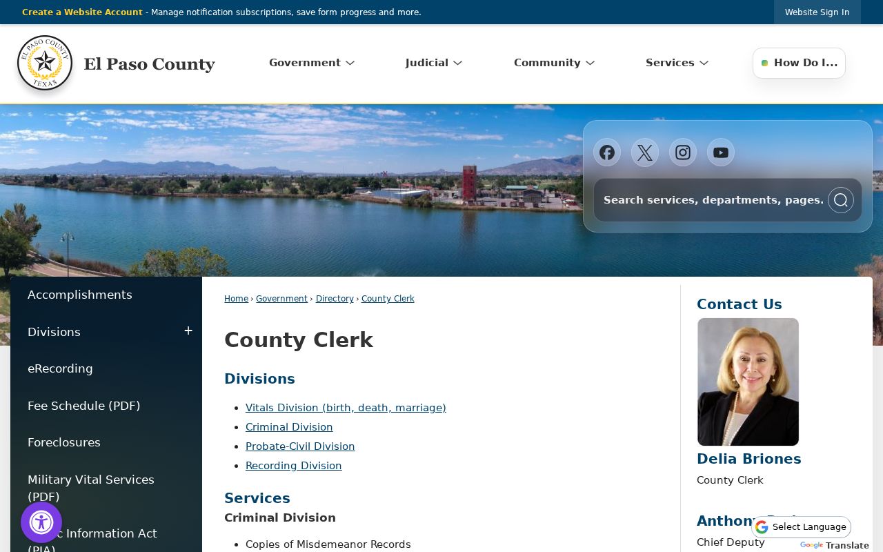 El Paso County court records County Clerk divisions