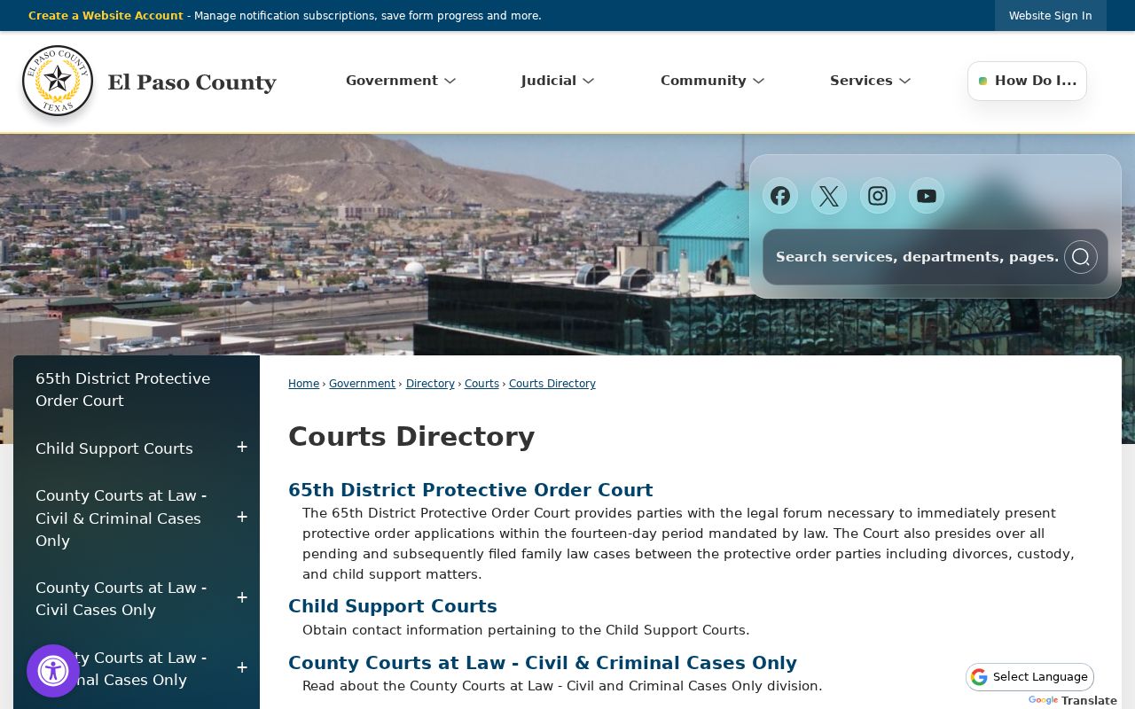 El Paso County criminal docket court directory