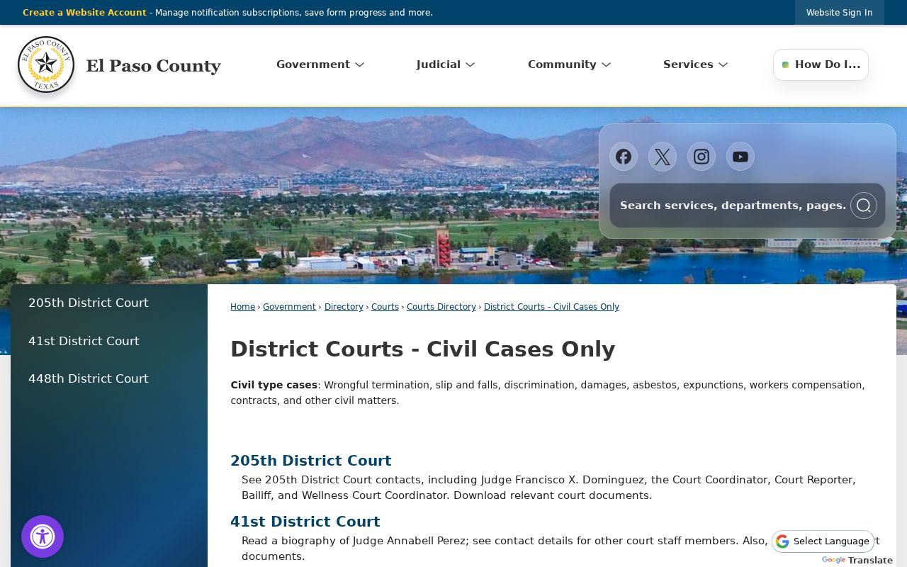 El Paso County civil docket District Court list