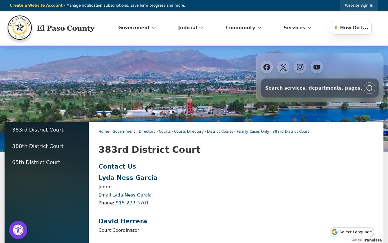 El Paso County civil docket family court page