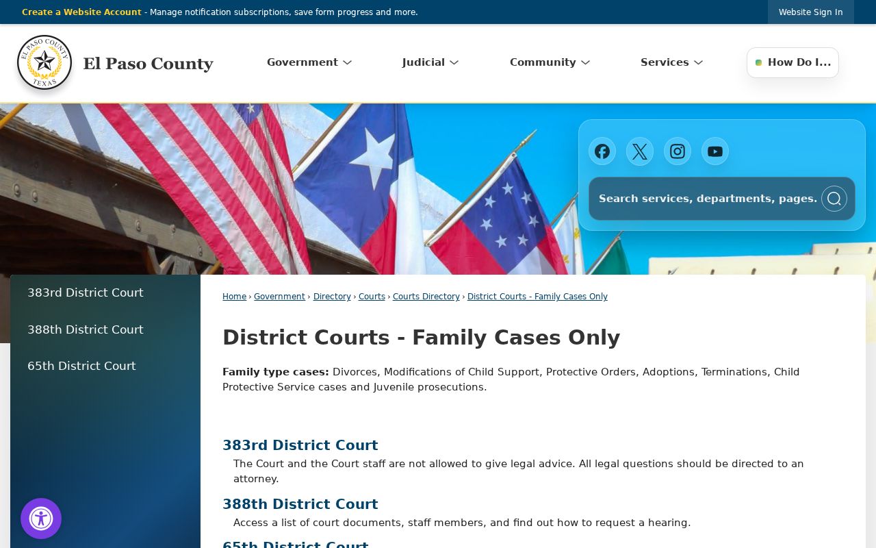 El Paso County civil docket family District Court list