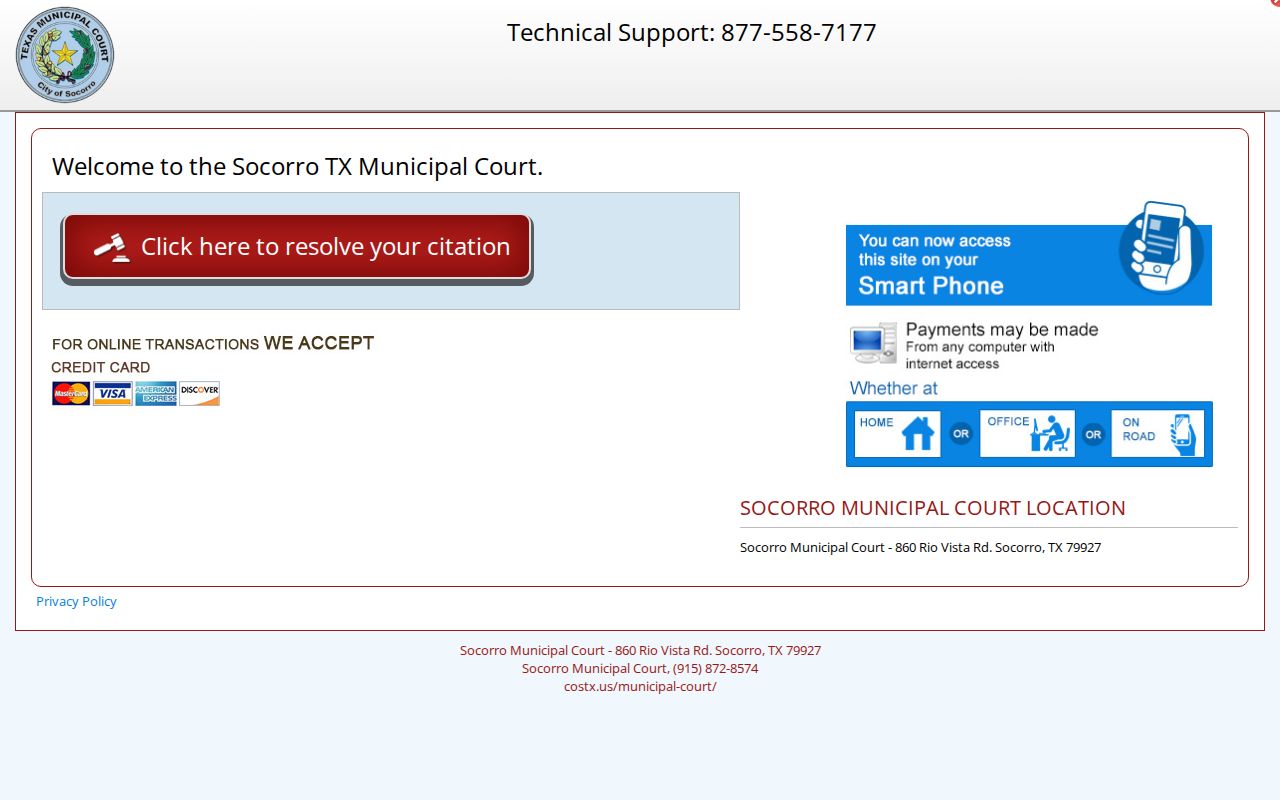 Socorro court docket citation resolution portal