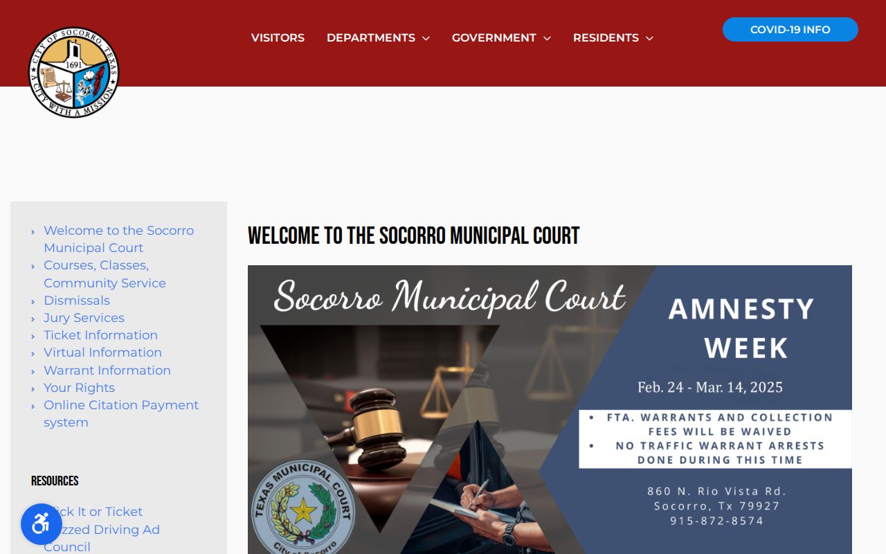 Socorro Municipal Court docket and virtual hearing page