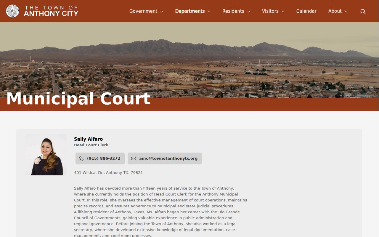 Anthony Municipal Court docket and citation page